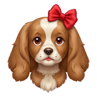 a cocker spaniel dog girl with a red bow sticker