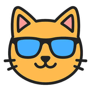 cat wearing sunglasses color icon sticker
