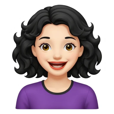 دختری با موهای مشکی مواج و چشم های سیاه در حال شوخی کردن sticker