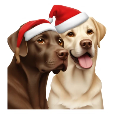 Two brown labs with Santa hats sticker
