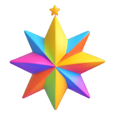 3D star floating with bright colors and prominent details sticker