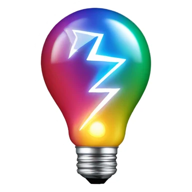 Favicon logo combining a light bulb with a lightning bolt showing in place of the filament for a guessing game website with color sticker