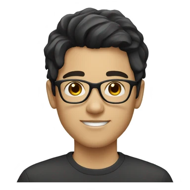 young person with glasses on, dark hair, white skin sticker