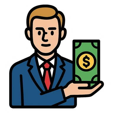 Nikolai Astrup, Norwegian politician, holding a pack of money in his hand sticker