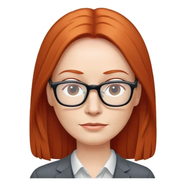 middle age Red head long straight hair pale skin wearing glasses sticker