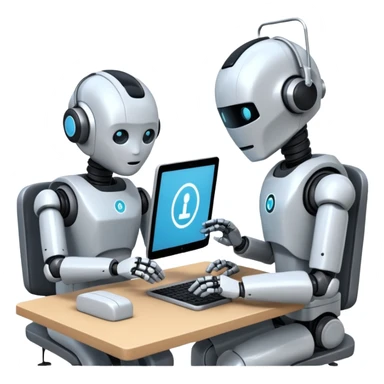 Digital Labour as an example of Agents at work in a workplace setting. I want to see a traditional office worker and a support co-worker that is an AI Agent [Not a Robot]. I DO NOT WANT images of ROBOTS! sticker