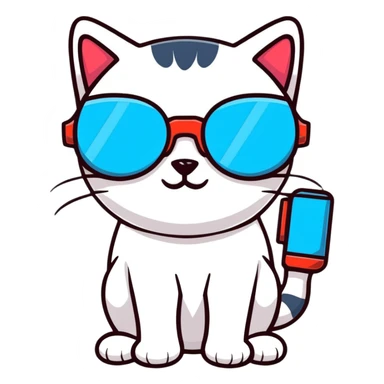 cool cat with laser glasses sticker