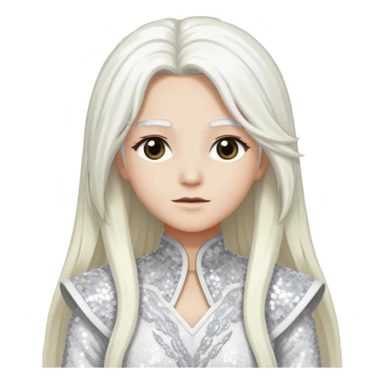 Ouranos from Gods and Goddesses with long white hair, white sequin outfit sticker
