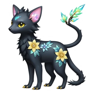 Multicolored sparkly pastel dark iridescent light pale gloomy spooky realistic pretty cool elegant realistic floral exotic Trico-Bolthund-Electrike-Luxray-hybrid, full body sticker