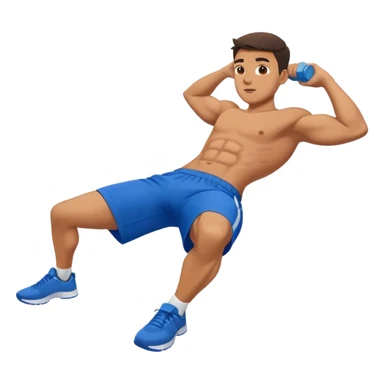 side-view of guy in blue shorts doing decline crunches sticker