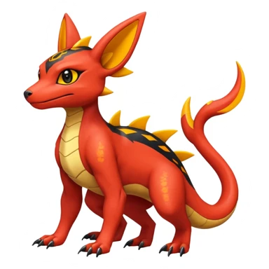 Exotic Volcanic Guilmon-Salandit-Umbreon-Fakémon-hybrid-creature (full body)  sticker