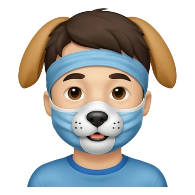 boy wearing dog mouth mask
 sticker