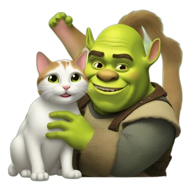 shrek petting a cat sticker