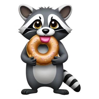 Raccoon eating donut sticker