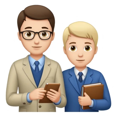 male teacher helping student sticker