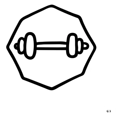 gym icon hexagonal shape hand drawn black outline sticker
