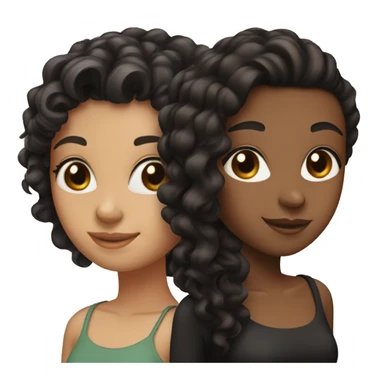 3 girls 1 with straight brown hair, 1 black hair, 1 slick back brown curly hair sticker
