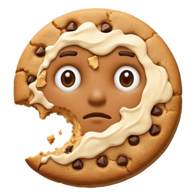 {
    "type": "object",
    "look": "broken cookie man, missing bite, crumbs on edge, front view",
    "description": "a cookie man partially eaten, showing a bite mark and rough crumbs"
  } sticker