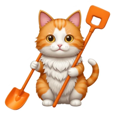 A very cute cat holding a toilet shovel sticker