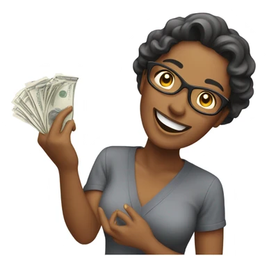 Woman throwing money sticker