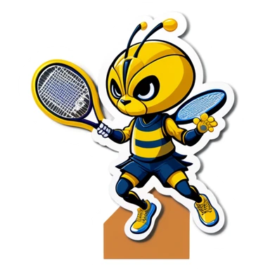 Yellowjacket playing tennis sticker