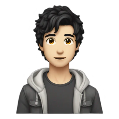 Guy 20 y.o. black hair amber eyes white skin full body sticker