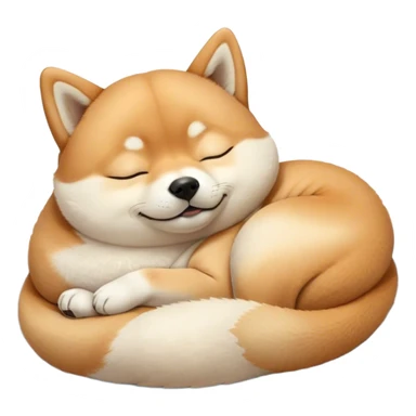 Cinematic Meme-Worthy cute Sleeping Shiba Inu Portrait Emoji, Head resting peacefully with a contented smile, featuring a delightfully cute build and a luxuriously soft fur with a creamy underbelly, eyes shut in a serene nap, Simplified yet hilariously adorable features, highly detailed, glowing with a soft, drowsy light, high shine, relaxed and utterly lovable, stylized with an air of playful laziness, bright and endearing, soft glorwing outline, capturing the essence of a comically sleepy companion, so meme-worthy it feels like it could instantly become the next viral sensation of adorable slumber! sticker