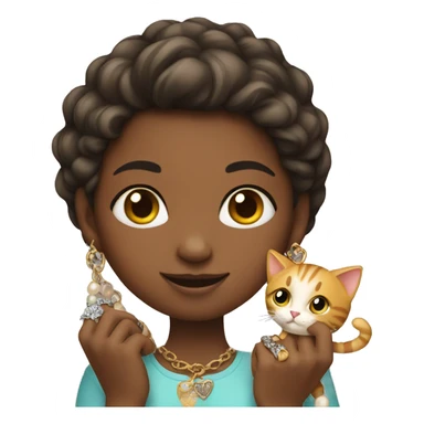 girl holding cat and jewelry sticker
