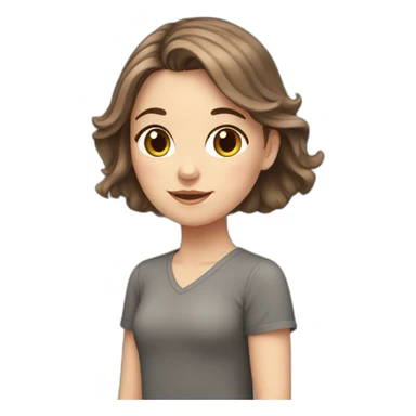 white girl with brown hair with gray cat sticker