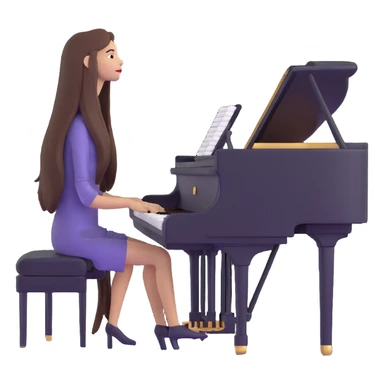 woman with extremely long hair playing the piano sticker