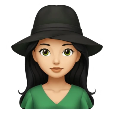 green dress black long hair black hat sticker