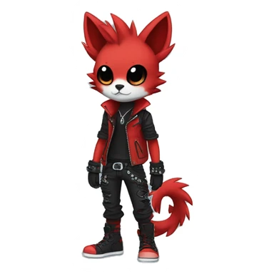 cool edgy black punk red animal hybrid Fakemon full body sticker