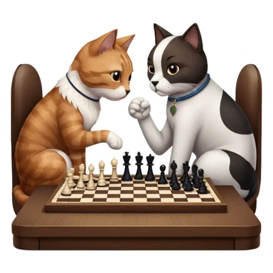 кошка с собакой играют в шахматы за столом sticker