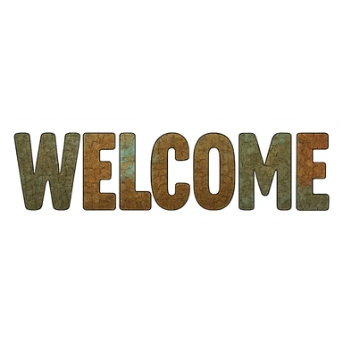 The word 'WELCOME' written in bold letters, each letter filled with a mix of snake, crocodile, and chameleon skin patterns, each letter a different pattern. sticker