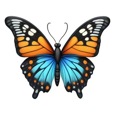 Blue black and orange beautiful butterfly with both wings sticker