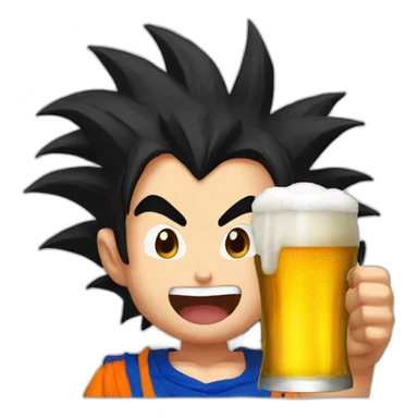 Goku cheer a beer sticker