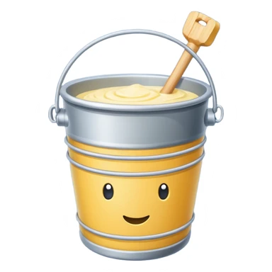 Create a butter churn bucket with stick showing  sticker