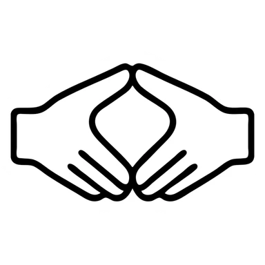 two hands in the Merkel-Raute position, fingers and thumbs touching to form a diamond, simple and iconic minimalistic icon style sticker