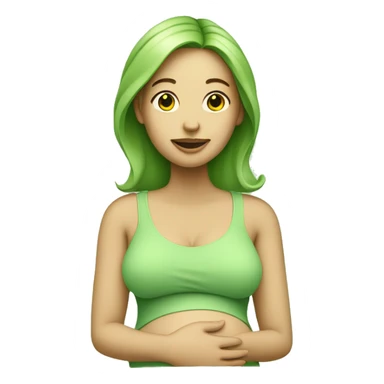 Pregnant woman all in light green with light green skin  sticker
