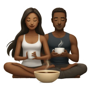 Perfect meditation with a girlfriend and coffee sticker