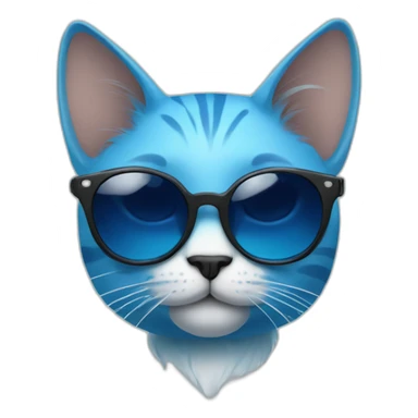 a blue kawaï cat round ears wearing sunglasses sticker