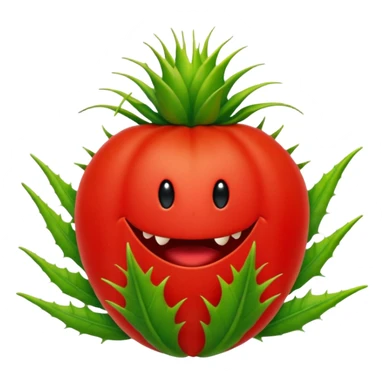 hybrid fusion of tomato and venus flytrap emoji sticker