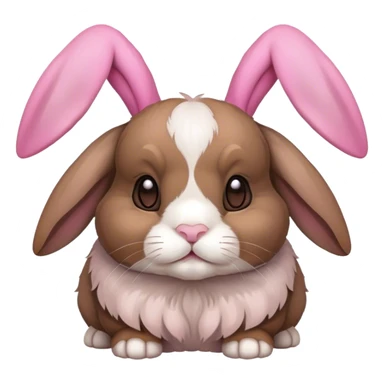 brown holland lop bunny (portrait, facing forward, iOS 17 style, happy) sticker