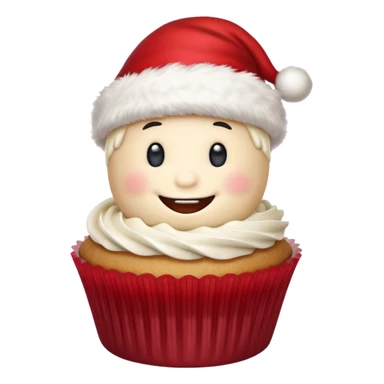 cupcake with a smile and a santa hat sticker