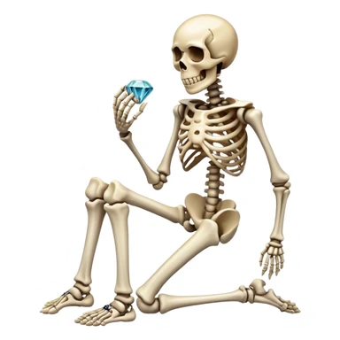 Skeleton on one knee proposing with diamond ring sticker
