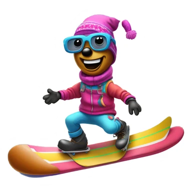 hot dog snowboarding  sticker
