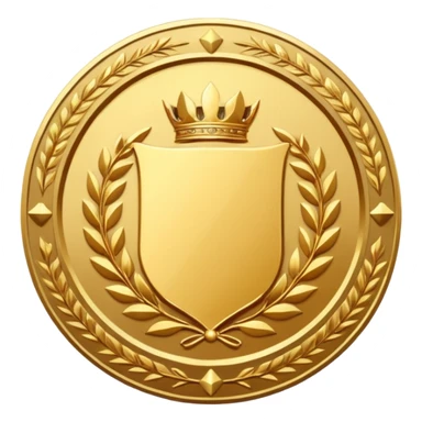 An elegant golden medal emblem with a sophisticated crest design, intricate details and a luxurious finish sticker
