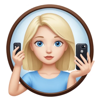 girl taking selfie in mirror with blue eyes sticker