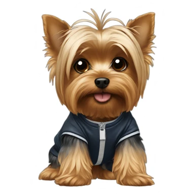 yorkie wearing jordan sticker