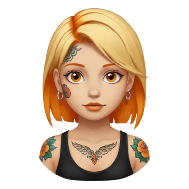 Girl with half orange half blonde hair with tattoos and piercings sticker